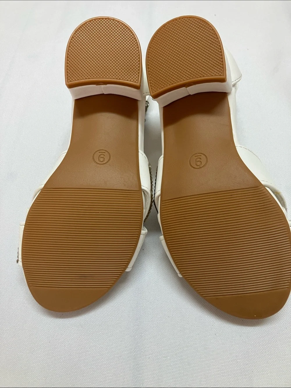 Girls' White Dress Sandals with Rhinestone Accent